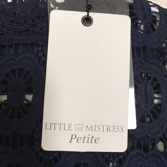 Little Mistress Petite Navy Blue Lace Midi Dress - Picture 6 of 7